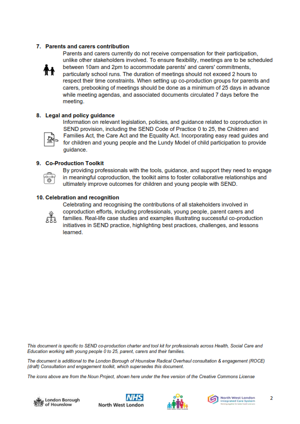 An image of the SEND Co-Production charter - Page 2 of 2