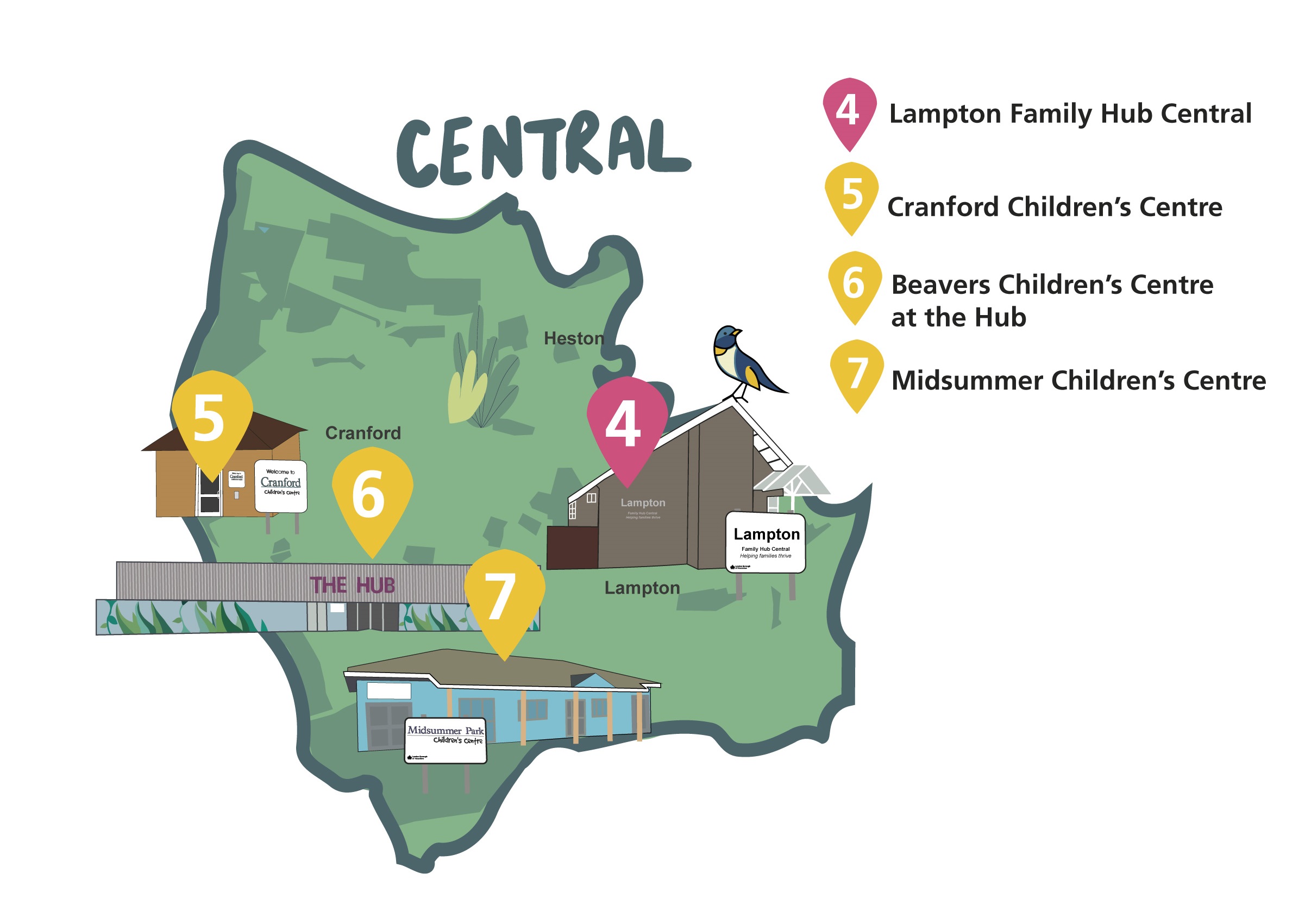 Image of cartoon map of Central Area