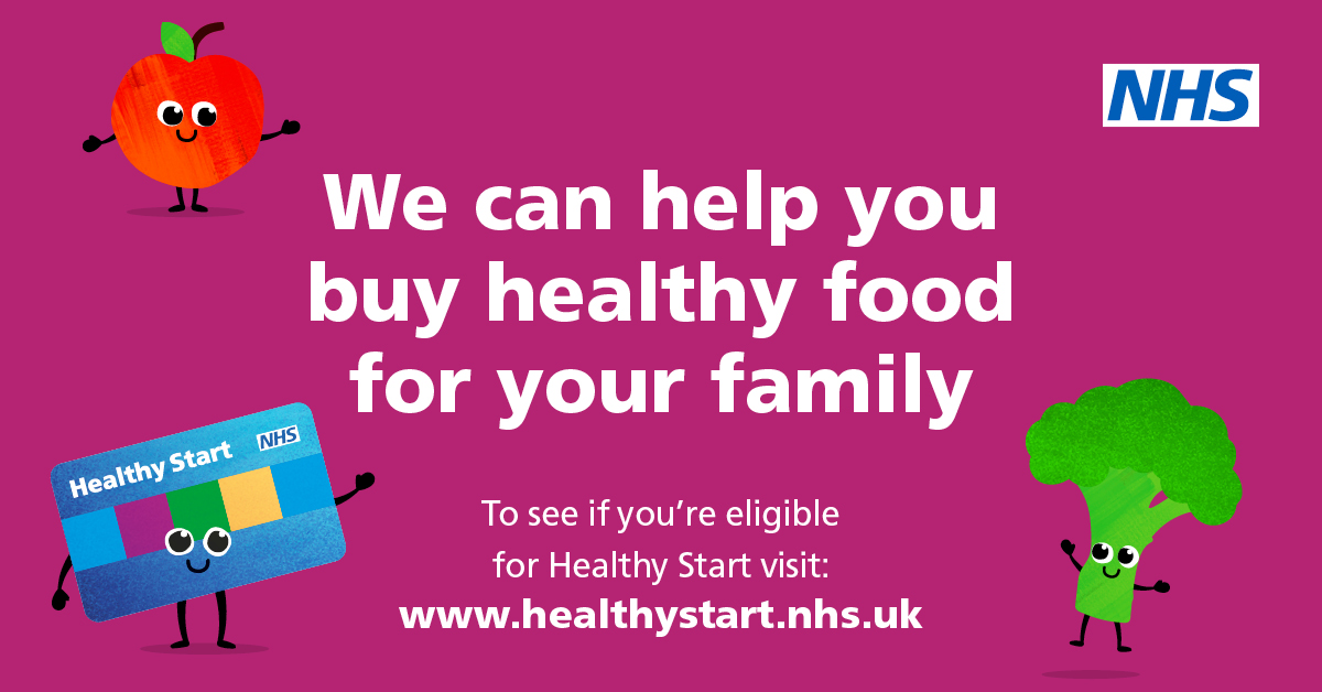 If you're pregnant and under 18 or have children under the age of four? With Healthy Start, you get free vouchers every week to spend on milk, plain fresh and frozen fruit and vegetables, and infant formula milk. You can also get free vitamins.
